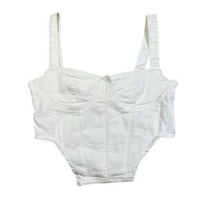 Zara White Denim Corset Top Cropped Size Large Romantic Gothic Bridal Bridesmaid
